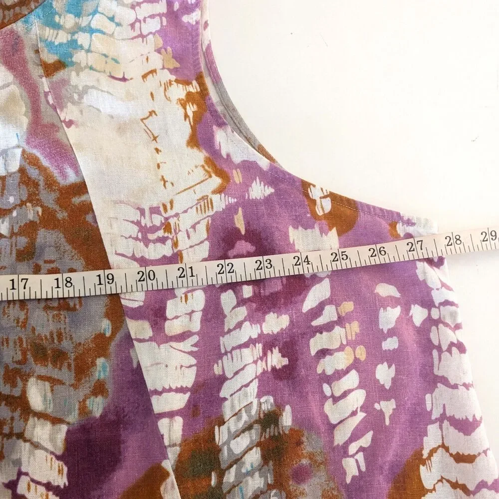 For Cynthia Woman 1X / 2X Purple Tie Dye Linen Blend Hooded Beach Coverup - Picture 7 of 8